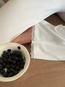 Lowkey Lull Women's Polka Dot Print Lace Patchwork Camisole And Long Pants Pajama Set - White - View 7