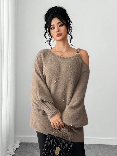 Elenzga Plus Size Elegant Long Sleeve Sweater