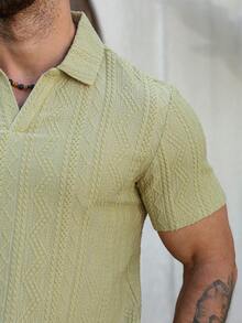 Manfinity RSRT Męska, teksturowana, krótka, casualowa koszulka polo do pracy - Oliwkowy zielony - Zobacz 5