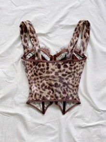 Soleia Lace Sexy Sheer Strap Tie-Up Camisole Top, Party Women Outfits For Night Out, Cocktail Party, Club, Birthday, Holiday, Date, Vacation - Brown - View 2