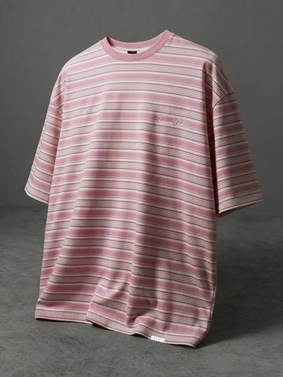 SUMWON Herr Flerfärgad Randig Rund Halsad Kortärmad T-shirt Horisontellt Mönster Casual Regular Fit T-shirt Sommar Vår Vardagskläder