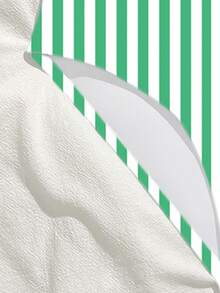 SHEIN Bộ áo liền quần cho bé gái tuổi teen, màu xanh lá cây và trắng kẻ sọc dọc, chất liệu vải dệt kim, kiểu dáng giản dị nhưng thanh lịch, thích hợp để bơi lội. - trắng - Xem 7