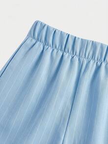 Firerie Kids Firerie Kids Nova Glow Tween Girls Casual Street-Chic Fashion Commuting&School Style Woven Striped Wide-Leg Straight Pants - Baby Blue - View 6