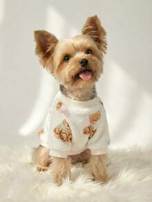 PETSIN 1 Pc Cute Scarf Bear Bow Printed Pet Autumn/Winter Thick Flannel Pet Warm Clothes - Multicolor - View 4