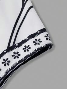 Swim Oasis 女士高端度假鹦鹉印花裹身连衣裙带裙 - 黑與白 - 查看 3