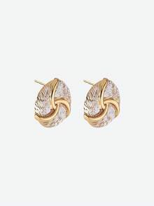 Opalesca 1 Pair Fashionable & Elegant Pink Minimalist Metal Women's Holiday Gift Earrings - Pink - View 4