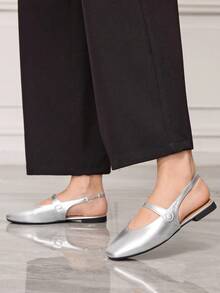 Sleekvia Women's Versatile Fashion Flat Shoes For Daily Wear Valentine's Day - Silver - View 5