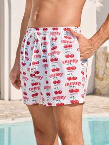Manfinity VDAYZ Quần short đi biển nam in hình quả anh đào có túi. - trắng - Xem 4