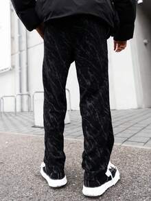 Artur Kramer Men's Corduroy Camouflage Drawstring Casual Straight Leg Pants, Versatile For Spring & Summer, For Fall Winter - Black - View 2