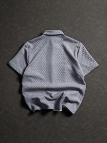 Manfinity Homme Herren Lässig Patchwork strukturiertes Kurzarm Hemd, Sommer - Grau - Übersicht 2