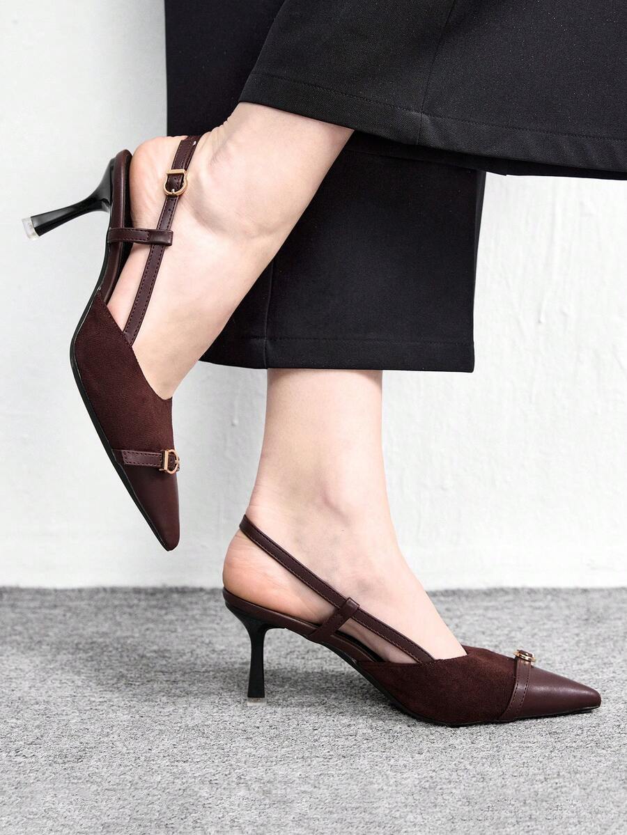 CUCCOO BIZCHIC Women's Buckle Closure Elegant High Heel Office Pumps - Brown - View 1