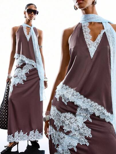 LYSMO 2026 New Arrive Minimalism Spring/Summer Women's Lace Patchwork Asymmetric Hem Casual Tank Top,Stylish Women's Blouses/Casual Blouses For Women,Resort Wear Women