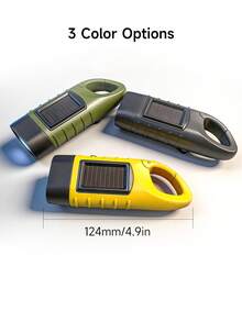 Teckwe Solar LED Torch &Crank Flashlight Rechargeable Outdoor Activity Emergency Light, Green - A - View 4