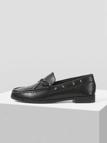 Mnmlis Retro Small Round Toe Elegant Slip-On Low-Heeled Small Leather Shoes Women's Platform Bow Commuter Loafers Valentine's Day - Black - View 7