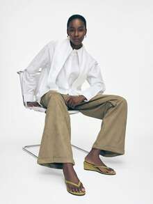 Mnmlis 多巴胺橄榄绿坡跟女式厚底夹趾人字拖鞋外穿女鞋增高5厘米百搭凉鞋 - 橄欖綠 - 查看 3