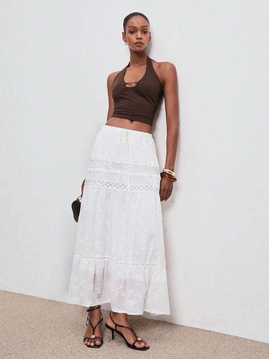 ATUI Studio Chân váy họa tiết trơn màu thường ngày dành cho nữ - trắng - Xem 1