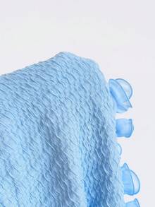 Soleia Women's Solid Color Ruffle Hem Bandeau Top And Mini Skirt 2 Pieces Set - Baby Blue - View 8