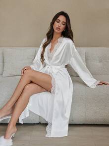 女式睡袍 - 白色 - 查看 7