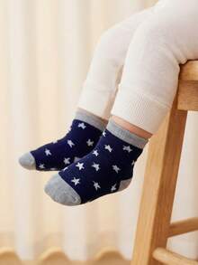 Cozy Pixies 4 Pairs Of Baby Socks, Blue Striped Star Polka Dot Bear Cute Socks, Suitable For Indoor And Outdoor Wear - Multicolor - View 8