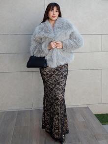 Hitanina Fashionable Solid Color Faux Fur Coat For Autumn/Winter - Grey - View 1