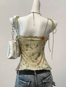 MainGRL Grunge Goth Summer Y2k  Printed Mesh Women Tank Top Western Wear Women - Mint Green - View 2