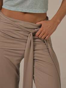MUSERA Skirt Layer Tie Detail Wide Leg Soft Trousers Spring Summer Cute Cosy Cottage Core Spring Dew Casual - Volcanic Gray - View 5