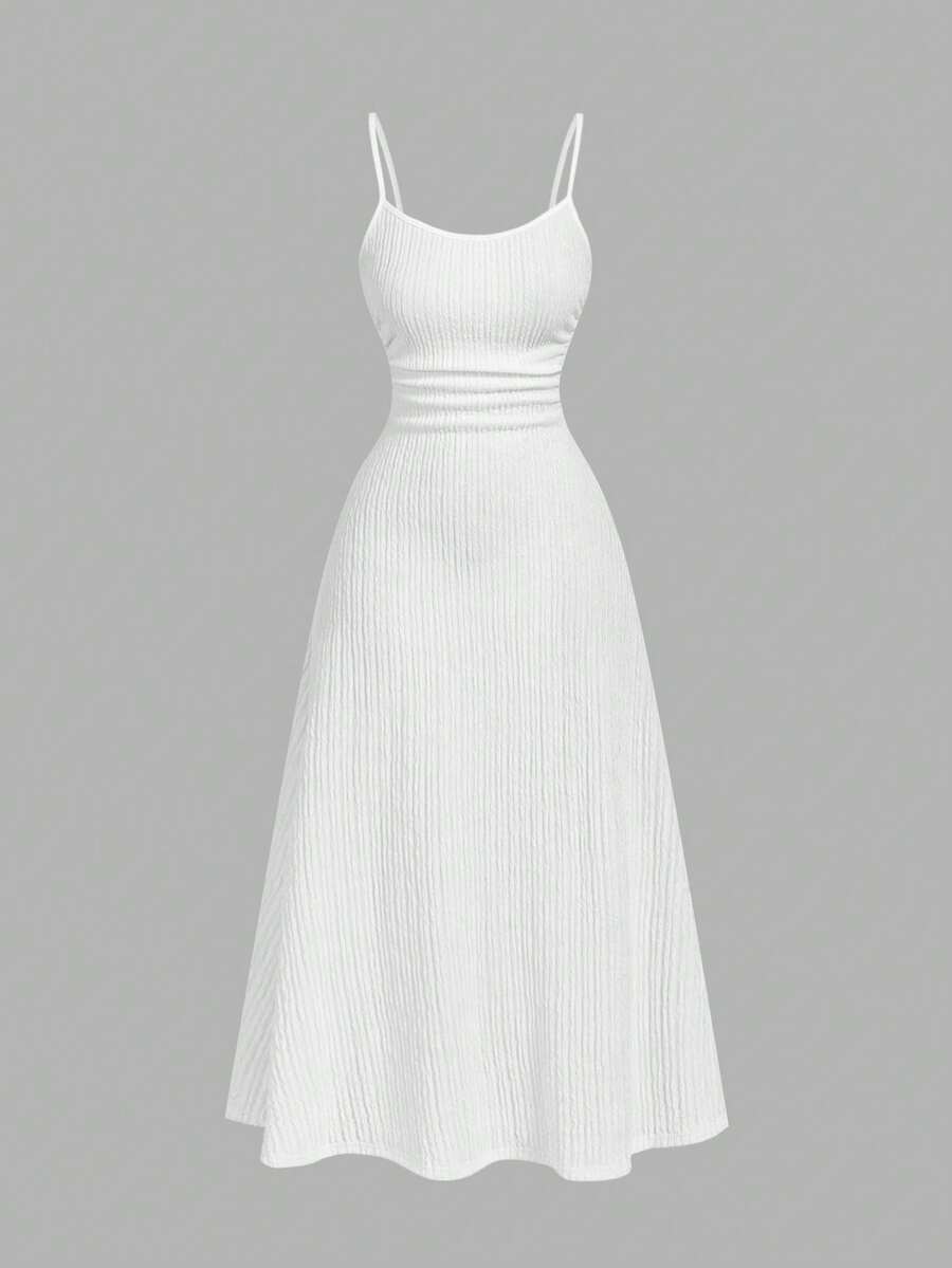 SHEIN MOD Đầm nữ màu trắng tối giản, đa năng, lãng mạn - trắng - Xem 1