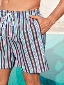 Manfinity VDAYZ Men's Drawstring Waist Striped Casual Beach Shorts Matching Couple Swimwear Couple Bathing Suit Set Boyfriend And Girlfriend Matching Swimsuits Print Stripe Swimwear Matching Couple Swimsuits Couple Bathing Suit Set His And Hers Swimsuits Couple Beachwear Men Swim Trunks Couple Men And Women Matching Swimwear Striped Swimwear Couples Matching Swimwear His And Hers Swim Wear - Multicolor - View 6