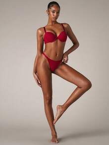 SHEIN BAE 2pcs/Set Women's Underwear (With Underwire) - Burgundy - View 3