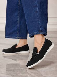 Sleekvia 女士休闲百搭通勤简约平底鞋 - 黑色 - 查看 3