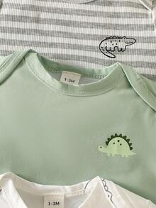 5件套新生儿男女通用可爱套装：连体衣+裤子+帽子，夏季 - 彩色 - 查看 8