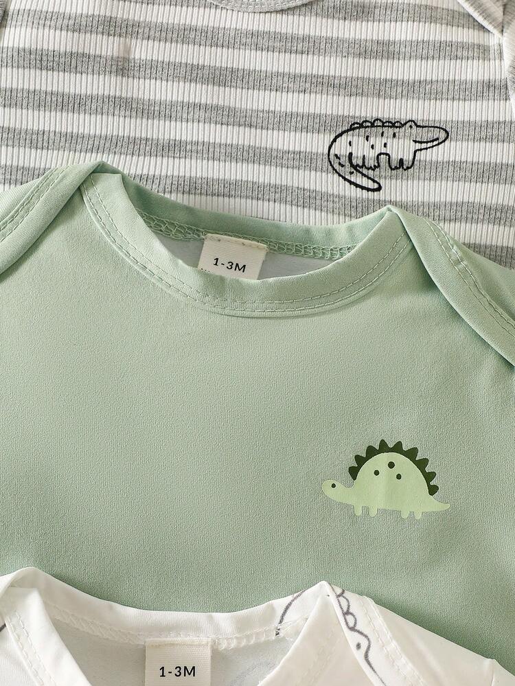 SHEIN Conjunto de 5 piezas para bebé recién nacido unisex: Pelele + Pantalones + Gorro, para verano - Multicolor - Añade 8