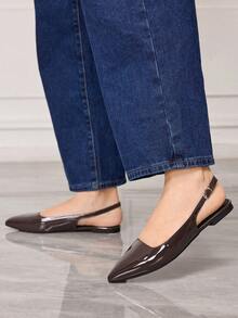 Sleekvia Women's Fashion Versatile Commuter Buckle Pointed Toe Flats - Brown - View 4