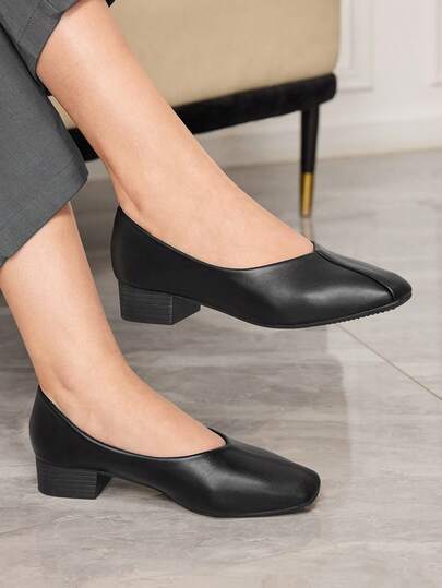 Sleekvia Tacones altos de moda casual y de oficina para mujer, color negro