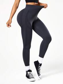 Seamluxe SHEIN Sport Women's Seamless High Waist Grey Sports Leggings - Dark Grey - View 5