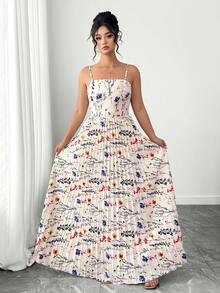 SHEIN Tall CURVE 女士浪漫优雅碎花褶皱连衣裙 - 彩色 - 查看 4