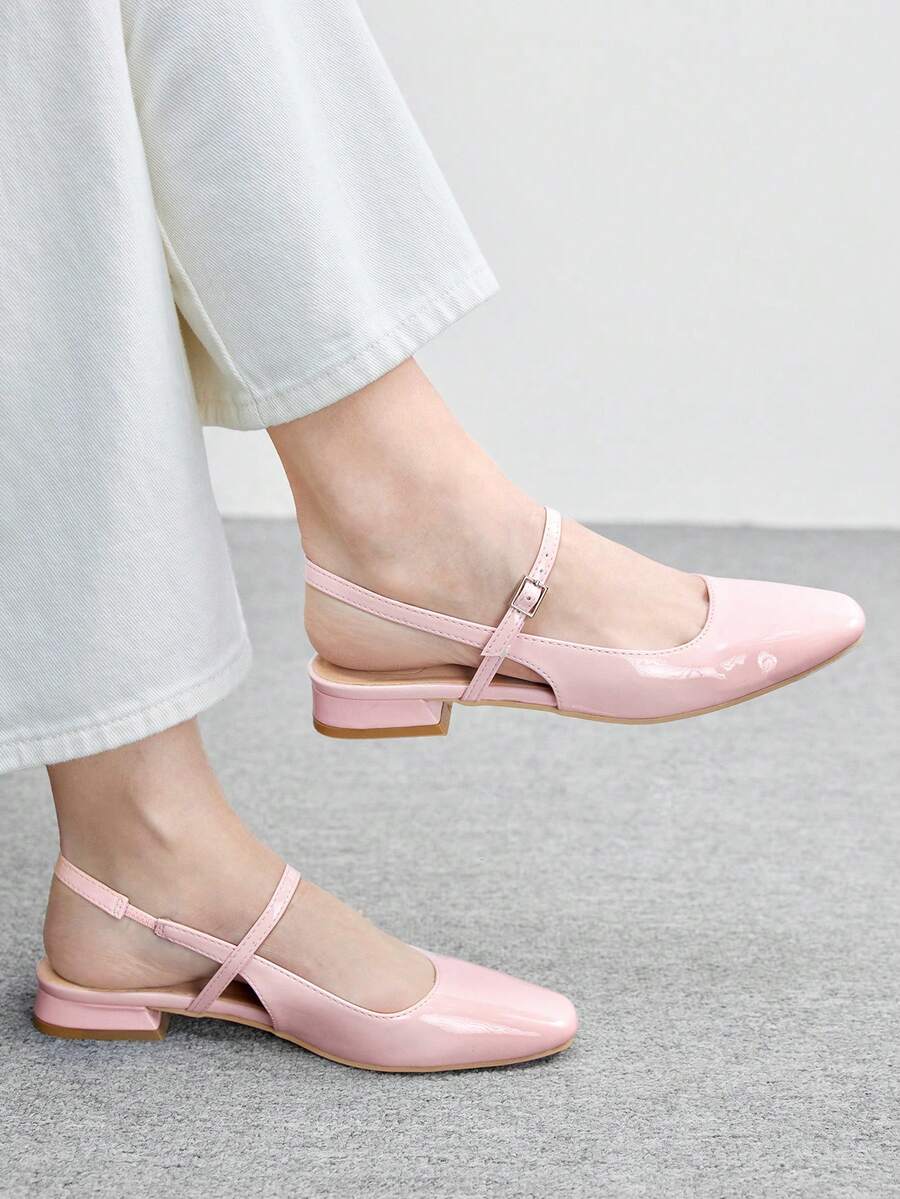 CUCCOO BIZCHIC Zapatos de mujer con correa trasera de estilo Mary Jane, color rojo, tacón bajo cómodo y punta cuadrada. Tacón de graduación, tacones de fiesta para primavera y verano, para ocasiones como graduación, baile de graduación, primavera, Semana Santa y Navidad. - Rosa vieja - Ver 1