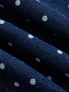 GlowEve 女士休闲波点印花牛仔短裤，适合日常通勤和度假，夏季 - 藍色 - 查看 8