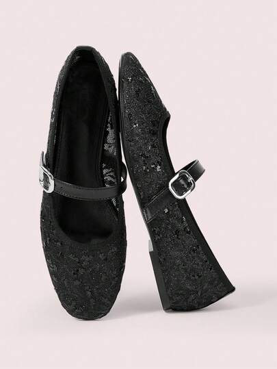 CUCCOO DOLLMOD 女士亮片装饰搭扣设计优雅时尚鞋