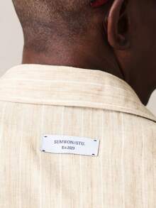 SUMWON Men's Linen Feel Button Down Shirt And Drawstring Pants Co-Ord Set For Summer Casual Wear - Light Yellow - View 2