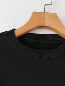 Franclia Women Fitted Raglan Sleeve Crew Neck Sweater With Thermal Lined Knit Pullover Fall Winter Sweater - Black - View 5