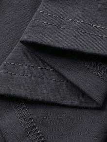 FRIFUL Women's Letter Print Ruffle Hem Casual Versatile Daily Wear Long Sleeve T-Shirt - Grey - View 6