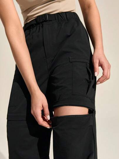 Exploreva Women's Casual Solid Color Breathable Elastic Waist Hiking Pants