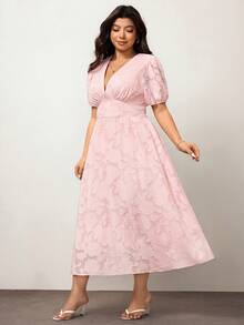 Hourglow Vestido elegante de unicolor con recortes, talla grande, para verano - Rosa - Ver 6