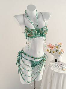Elamini Bộ đồ bơi 2 mảnh đính hạt cho nữ, Bộ đồ bơi nữ, Bikini đi biển mùa hè 2026, Trang phục mùa hè cho nữ, Váy đi biển, Trang phục đi biển cho nữ, Trang phục nghỉ hè thanh lịch, Trang phục đi nghỉ mát cho nữ, Đồ bơi, Áo tắm cho nữ, Trang phục đi biển, hồ bơi, dự tiệc, trang phục mùa xuân/hè kiểu nữ thần, Đồ bơi đính hạt, Bikini đính hạt, Trang phục khiêu vũ, Trang phục nàng tiên cá, Trang phục đi nghỉ mát, Phong cách Boho, Gợi cảm, Trơn, Kẻ sọc, Thường ngày - màu xanh lá - Xem 5