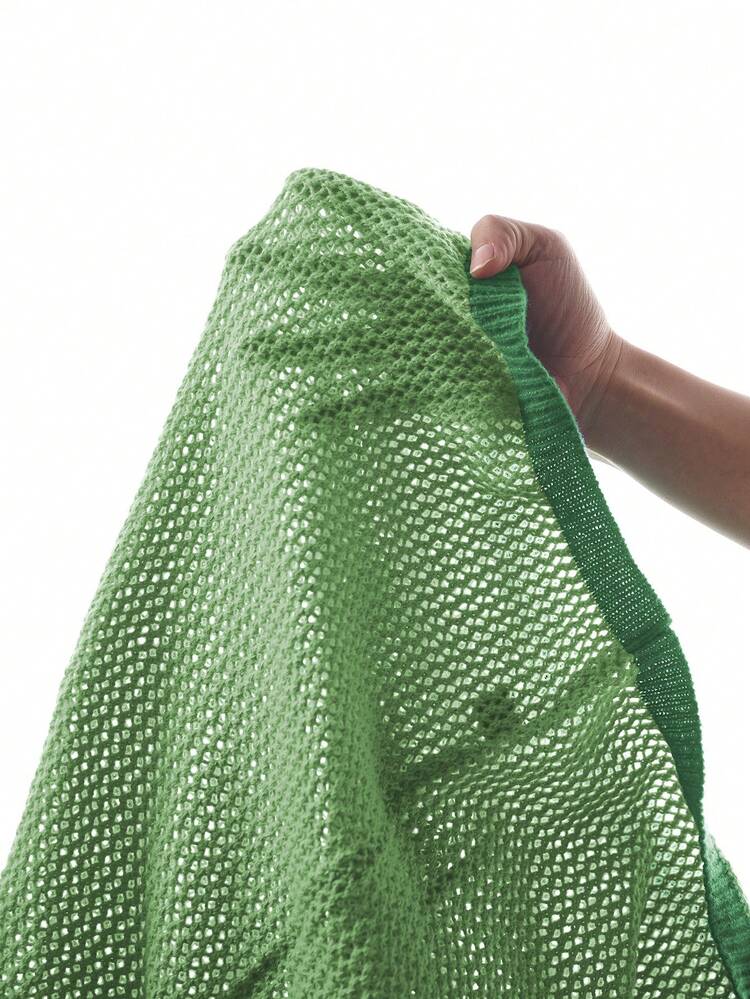 Manfinity Homme 男士休闲宽松针织套头衫，饰有数字图案，适合日常通勤，夏季男士钩针衬衫，钩针针织衫 - 綠色 - 查看 7