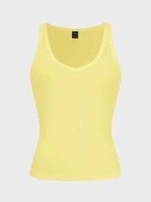 Almamuse Sexy Knit Camisole Crop Top - Light Yellow - View 5