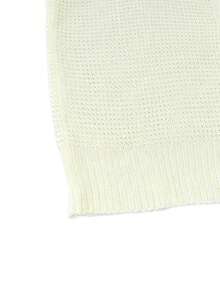 INAWLY Áo khoác cardigan dệt kim tay ngắn, màu trơn, cài một hàng khuy, kiểu dáng thường ngày dành cho nữ. - Màu be - Xem 4