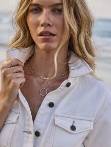 Aralina 女士夏季牛仔纽扣短袖迷你连衣裙，可爱度假穿搭，Y2K斯德哥尔摩风格 - 米色 - 查看 3