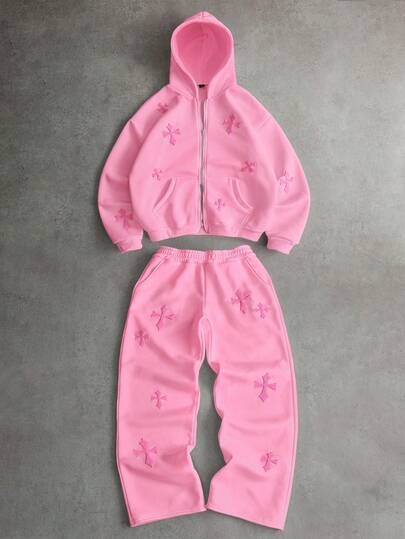 PAVTROS 男士街头风流行INS十字印花全幅毛巾，3D刺绣，适合户外音乐节、夜店酒吧，可作为男友/老公礼物、周年纪念礼物，卫衣和连帽衫套装